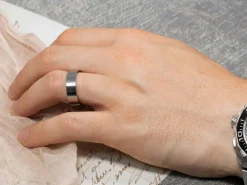 Titanium Flat Court Easy Fit Polished Wedding Ring 4.0mm, Size I, 1.6mm Wall