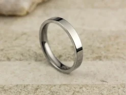 Titanium Flat Court Easy Fit Polished Wedding Ring 3.0mm, Size O, 1.6mm Wall