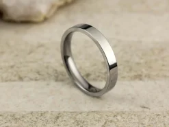 Titanium Flat Court Easy Fit Polished Wedding Ring 3.0mm, Size N, 1.6mm Wall