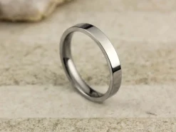 Titanium Flat Court Easy Fit Polished Wedding Ring 3.0mm, Size L, 1.6mm Wall