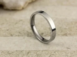 Titanium Flat Court Easy Fit Polished Wedding Ring 3.0mm, Size K, 1.6mm Wall