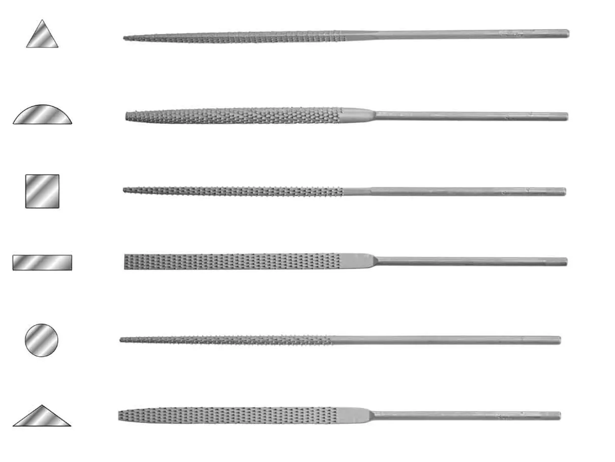 Vallorbe Needle Buff File, Set Of 6, 160mm/6"
