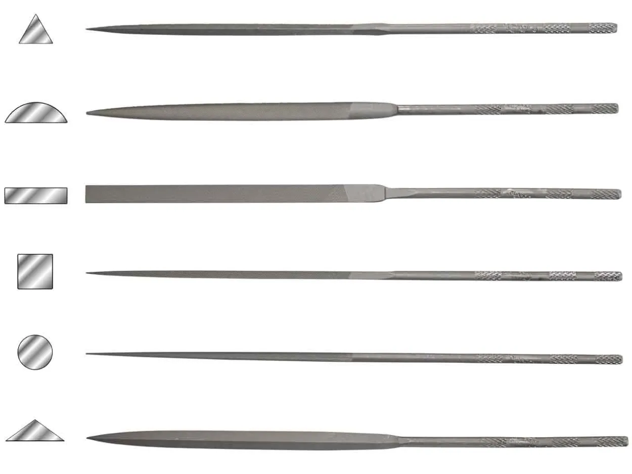 Vallorbe Needle File, Set Of 6, 160mm/6", Cut 4 - Fine Grade