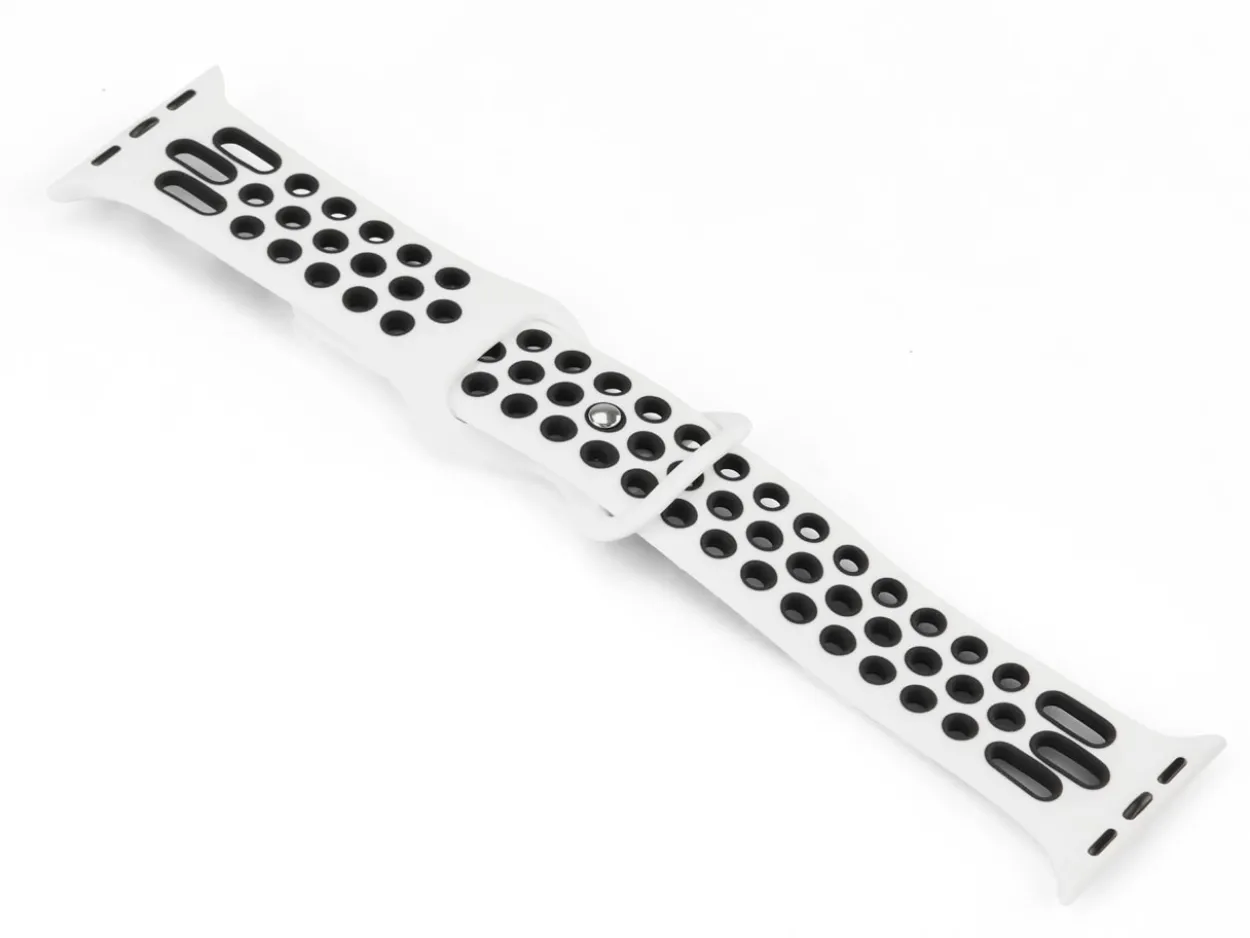 White And Black Dual Tone Silicone Strap For Apple Watch, Compatible With 38/40/41mm Models