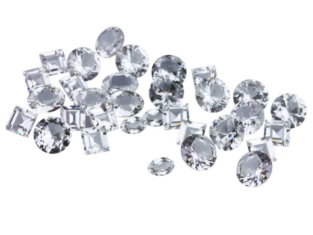 White Cubic Zirconia, Mixed Shapes, Pack of 25 PMC Safe, Sizes And Shapes Will Vary Slightly