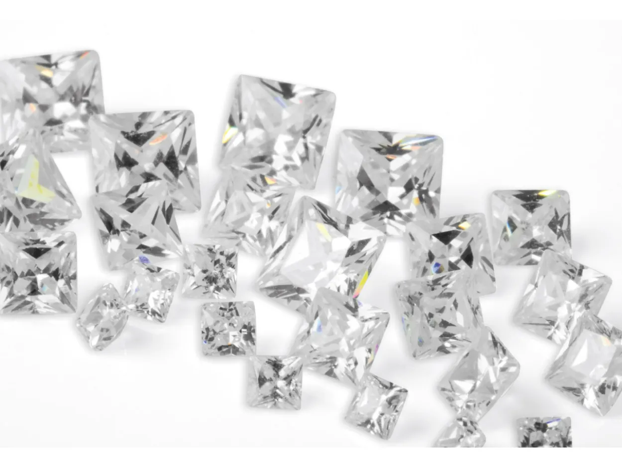 White Cubic Zirconia, Square Mixed Sizes 2,3,4mm Pack of 25 PMC Safe, Sizes May Vary Slightly