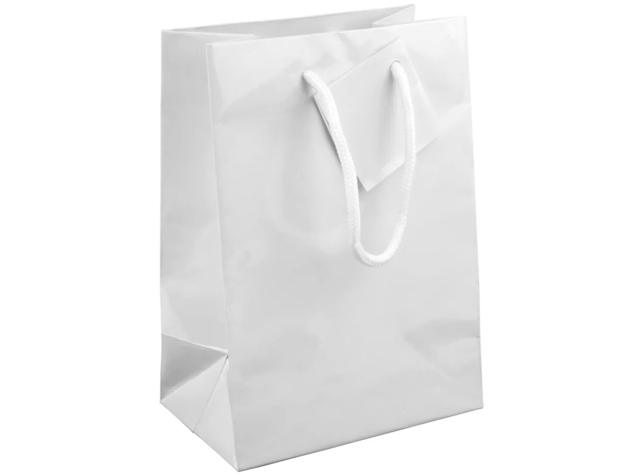 White Gloss Gift Bag, Small Pack of 5 170x120x75mm