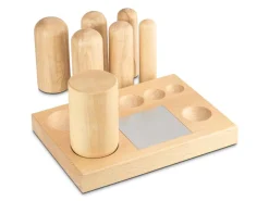 Wooden Dapping Block And 7 Shaping Punches With Steel Plate