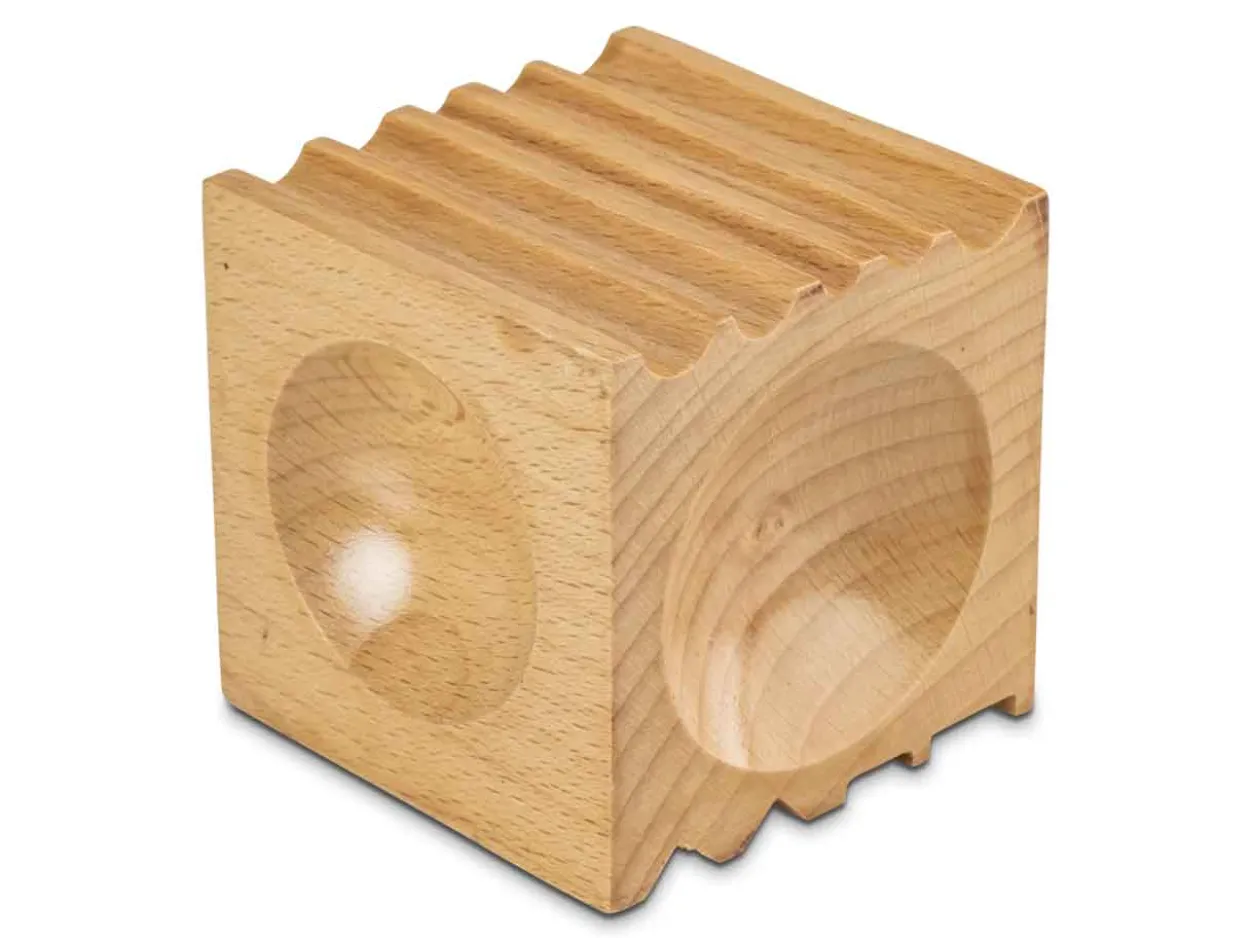 Wooden Forming And Dapping Block With Half Round, Rectanglar, Triangular And Round Concave Grooves