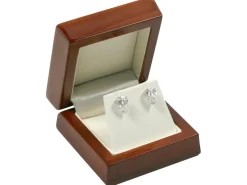 Wooden Stud Earring Box, Mahogany Colour