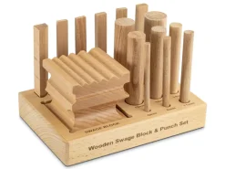 Wooden Swage Block And 14 Shaping Punches